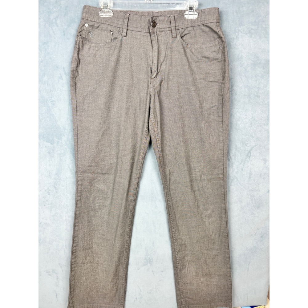 English Laundry Brixton Mens Brown Textured Straight Leg Pants 32x30 Stretch